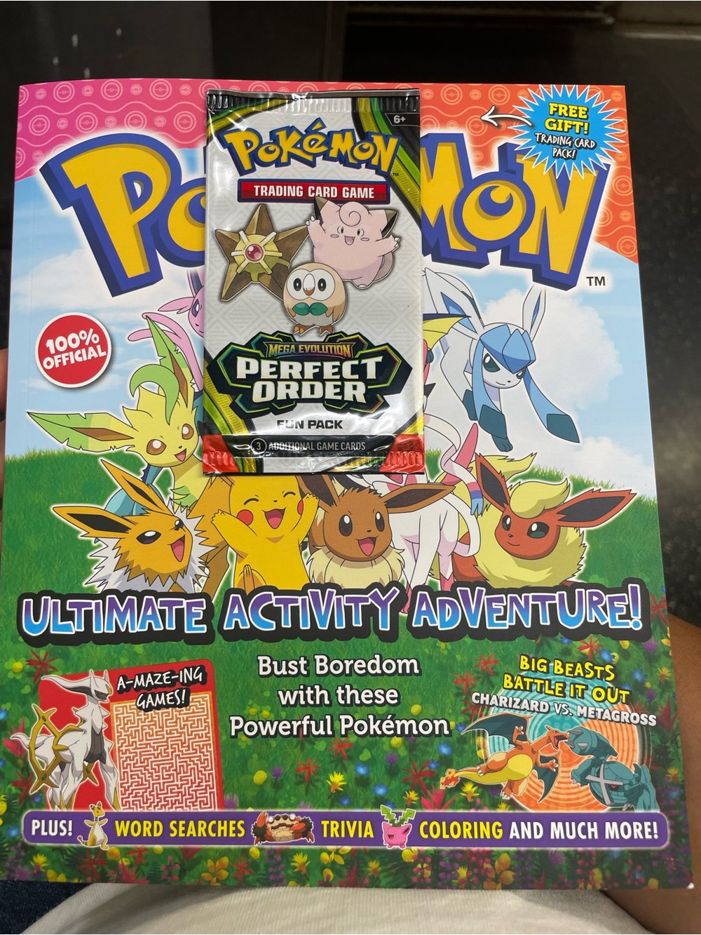 Pokemon Activity Adventure Book with Green and Pink Accents + Booster Pack